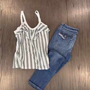 NWT Old Navy Green and White Striped Tank Top